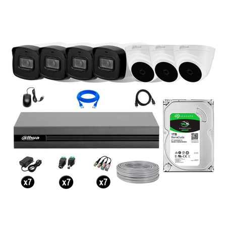 Cámaras Seguridad Dahua Kit 7 Fullhd Disco 1tb Mayor Alcance Completo