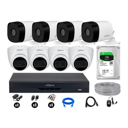 Cámaras Seguridad Dahua Kit 8 5mp Disco 2tb 04 Camaras con Audio P2p