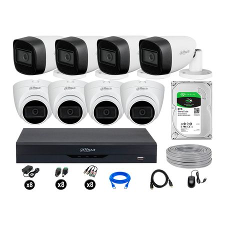 Cámaras Seguridad Dahua Kit 8 5mp Disco 2tb Audio Incorporado P2p Completo