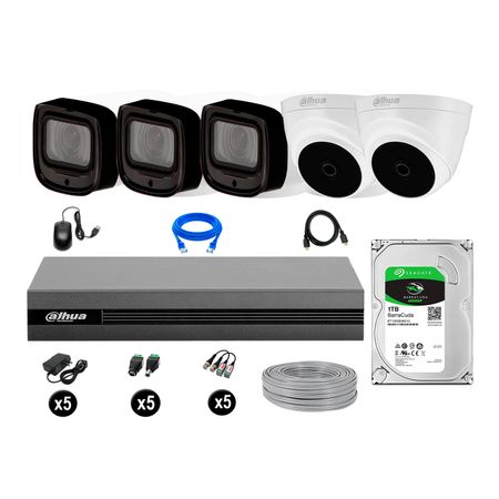 Kit 5 Cámaras Seguridad Dahua Fullhd 1tb Mayor Alcance Varifocal