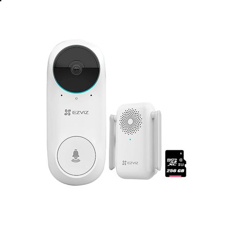 Kit Timbre Video Bateria DB2 Ezviz Inalámbrico Wifi 3Mp Sd 256Gb