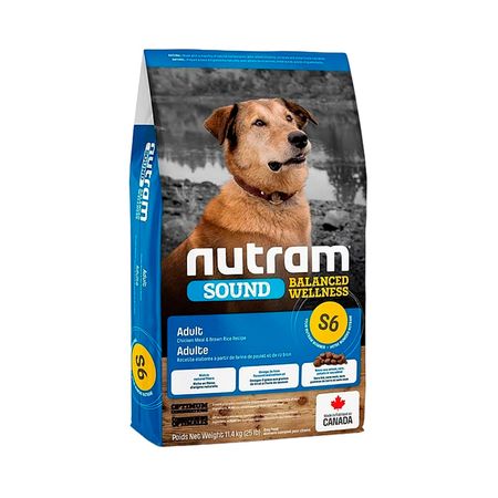 Comida Perro Adulto Nutram S6 Pollo Arroz Rz Mediana 11.4 Kg