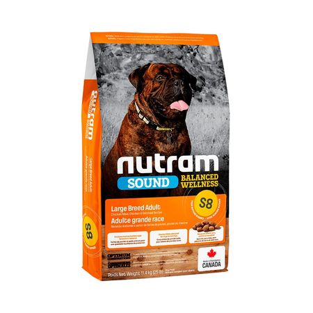 Comida Perro Adulto Nutram S8 Pollo Avena Rz Grande 11.4 Kg