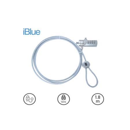 Cable de Seguridad Iblue L-03-SL Universal 1.8M Para Laptop.