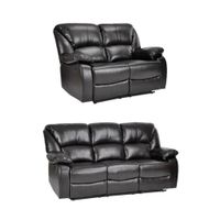 Juego de Sillon Reclinables High Gloss 3 + 2 Cuerpos Negro