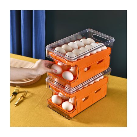 Organizador Contenedor Huevos 02 Niveles Acrílico 24unds Multiuso Naranja