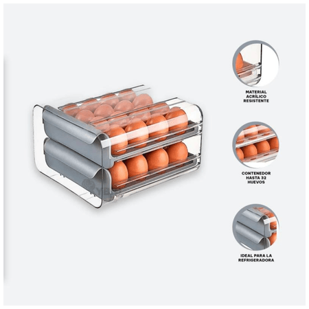 Organizador Acrílico de Huevos plomo