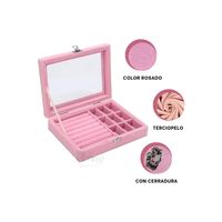 Joyero Cofre Caja Organizadora de Anillos Aretes Pendientes y Joyas color Rosado