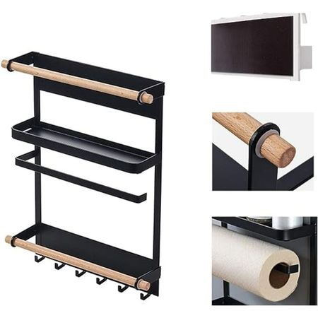 Organizador Magnético de Cocina para Refrigerador o Lavandería Porta Rollo Negro   120NE01