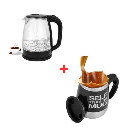 Combo Hervidor Tipo Jarra de Vidrio + Taza Mezcladora Automática