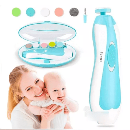 Kit Cuidado De Uñas Para Bebes Y Niños Eléctrico Silencioso - Celeste