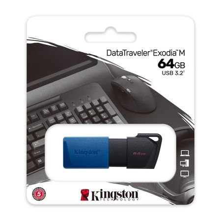 Memoria Flash Usb Kingston 64gb 3.2 Exodia Color Negro Azul