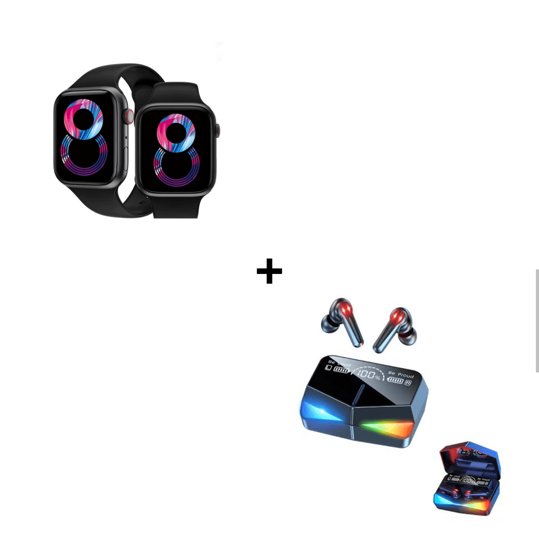 Combo Smartwatch T900 Pro Max L Negro + Audifonos Profesionales Inalámbricos M28