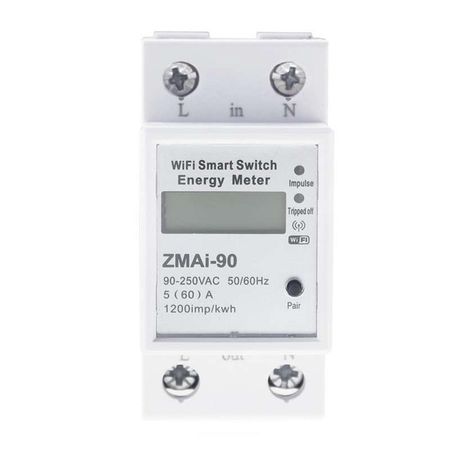 Medidor de Energía Inteligente TUYA Interruptor WiFi Consumo y Corriente 60A PST-ZMAi-90