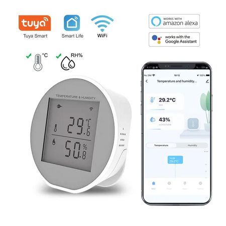 Sensor de Temperatura y Humedad Tuya Smart WiFi con Pantalla y Alarma PST-WSD400H