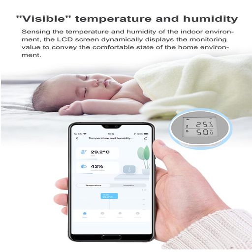 Sensor de Temperatura y Humedad Tuya Smart WiFi con Pantalla y Alarma  PST-WSD400H - Promart