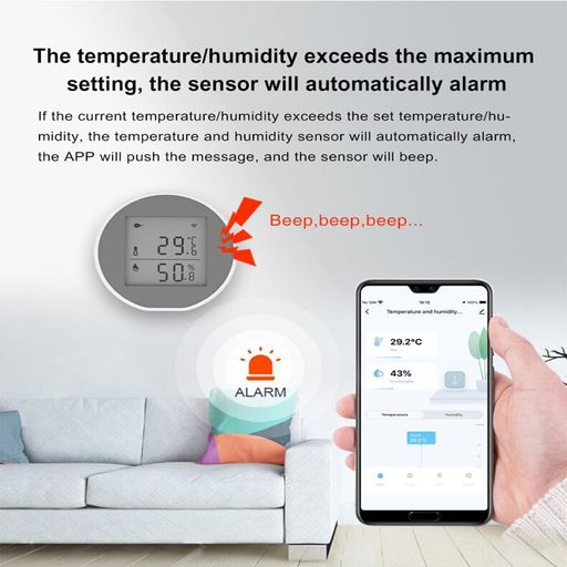 Sensor de Temperatura y Humedad Tuya Smart WiFi con Pantalla y