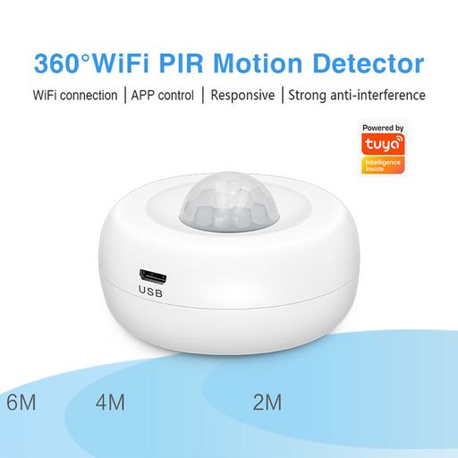 Sensor de movimiento WiFi inteligente Tuya PIR Detector de techo o pared  visión de 360° PST-HW400B - Promart