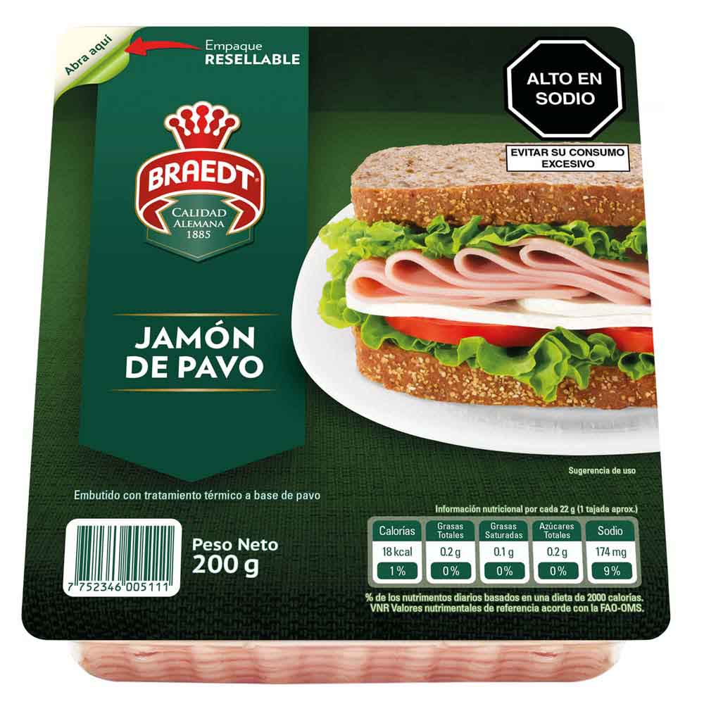 Jamón de Pavo BRAEDT Paquete 200g