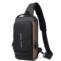 Morral Hombre Cruzada de Cuero Antirrobo Cierre Impermeable - Marrón