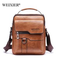 Morral Hombre Cuero Bandolera Impermeable Weixier Color Marrón