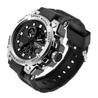 Reloj Hombre Deportivo Análogo Digital  Impermeable con Cronógrafo Militar- Plateado