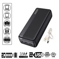 Cargador Portátil Redd 20000 mAh Negro 5V-31A RD-824PW