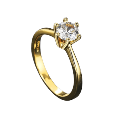 Anillo de Compromiso Aro Alianza Bañado en Oro 18K Genieka Solitario Yellow Gold Talla 7