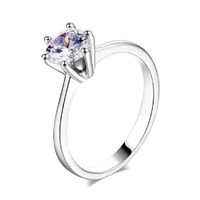 Anillo de Compromiso Aro Alianza Bañado en Oro Blanco 18K Genieka Solitario White Gold Talla 8