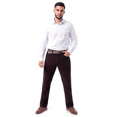 Pantalon Clasico Corduroy Hombre Relaxed Marron 28