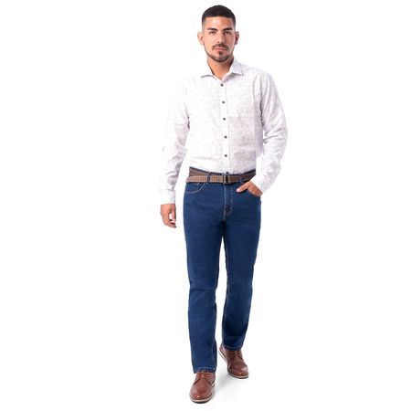 Pantalon Clasico Denim Stretch Hombre Ronald Confort Azul O.W. 40