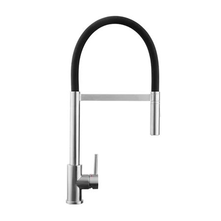 Mezcladora de lavatorio Monocomando Negra con ducha Inox