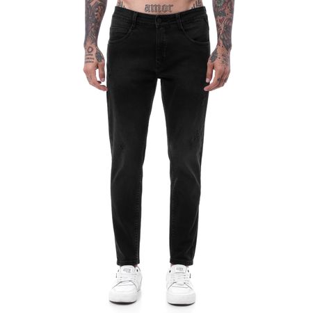 Pantalon Moda Denim Stretch Hombre Gj - Serie 107 Stone Black Torn 26