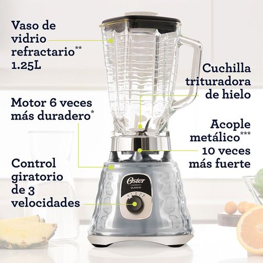 Licuadora Oster Classic 1.25l Silver Con Jarra De Vidrio 700w