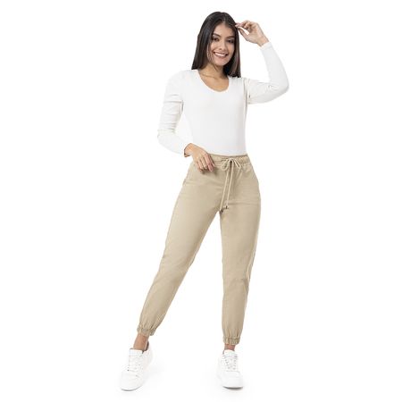 Jogger Drill Stretch Mujer Zabeleh Beige 26