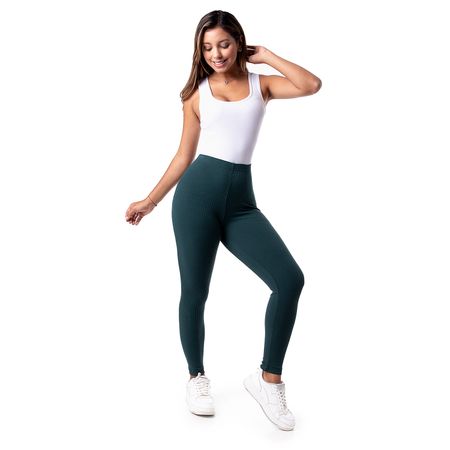Leggins Rib Lycrado Mujer Elif_S Verde Negro M