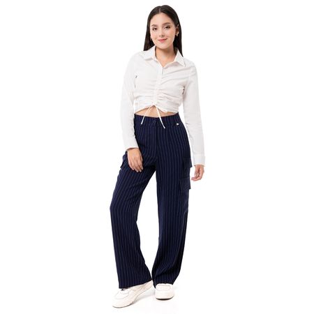 Pantalon Cargo Popelina Mujer Gihani Azul L