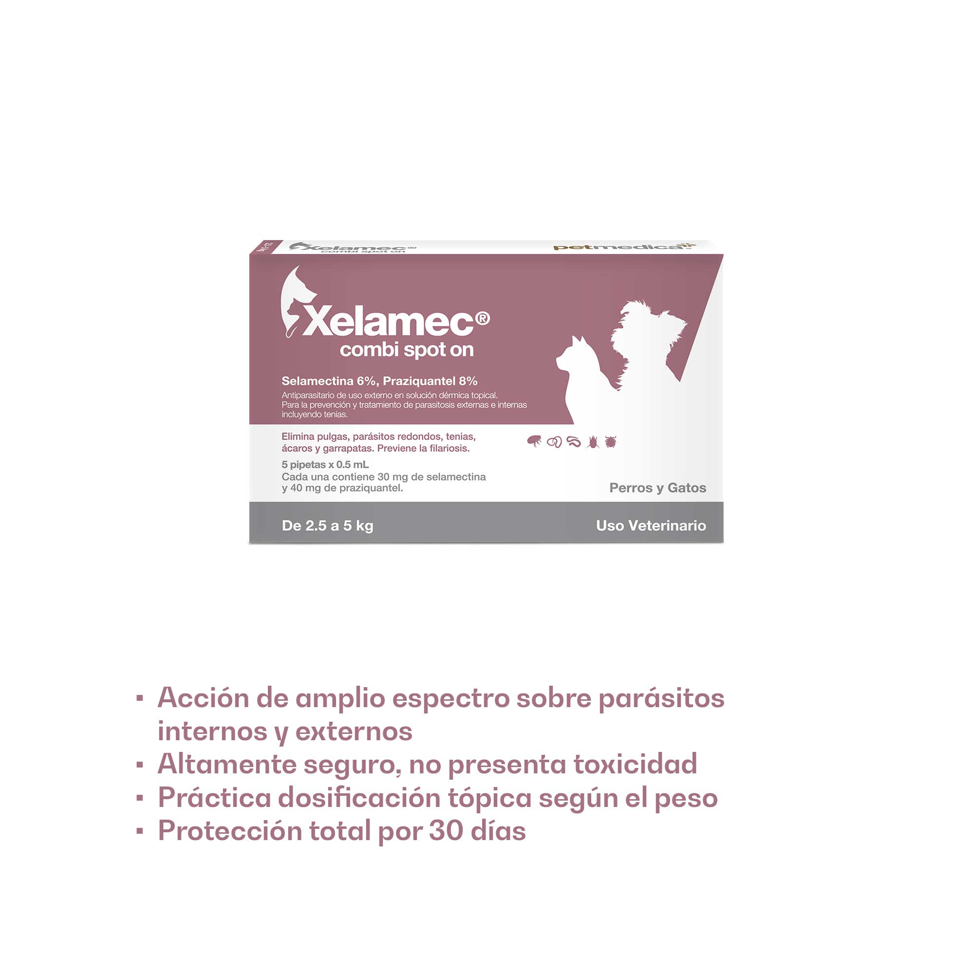 Antipulgas Perros y Gatos Xelamec Combi Spot On Cja 5 Pip X 0.5 Ml