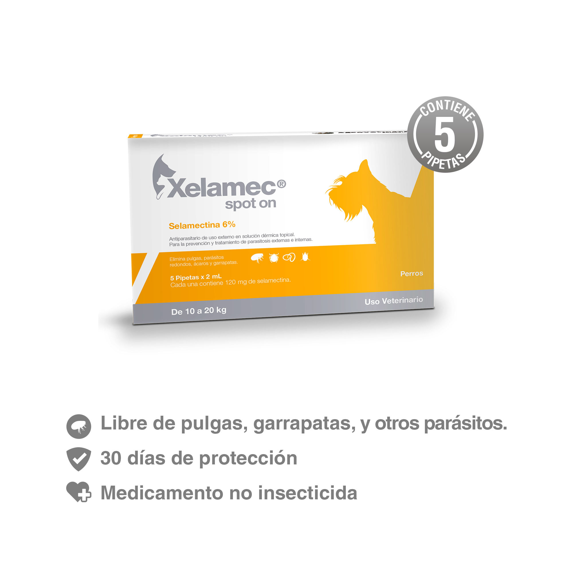 Antipulgas para Perros y Gatos  Xelamec Spot On Cja 5 Pip X 2 Ml
