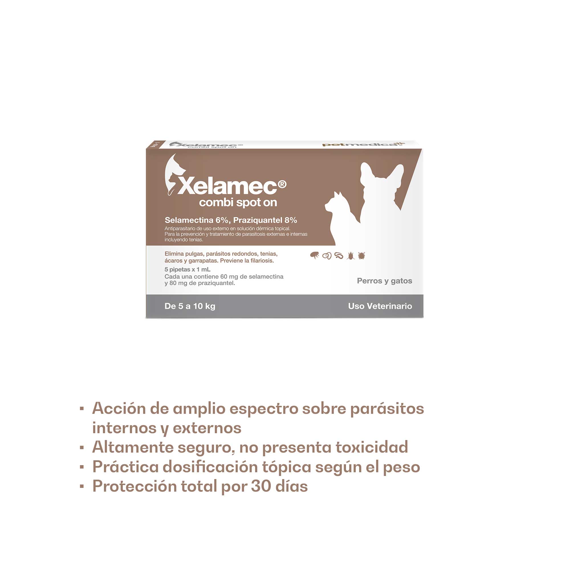 Antipulgas Perros y Gatos Xelamec Combi Spot On Cja 5 Pip X 1 Ml