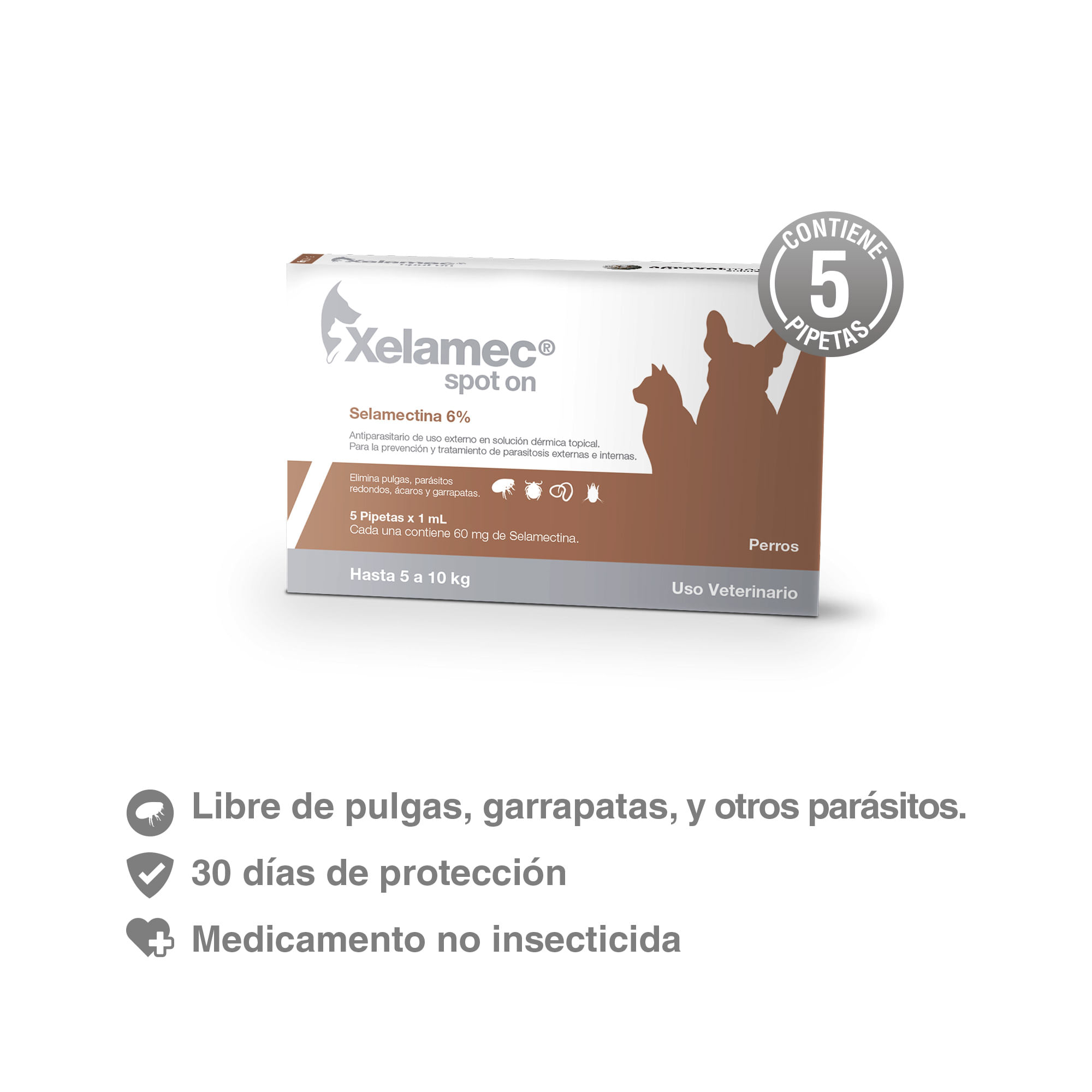 Antipulgas para Perros y Gatos Xelamec Spot On Cja 5 Pip X 1 Ml
