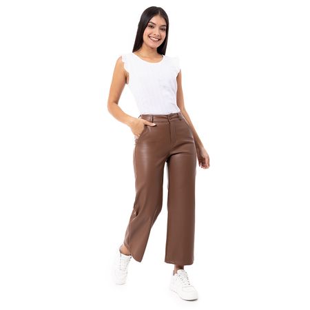 Pantalon Moda Cuerina Mujer Cristinha Marron 26