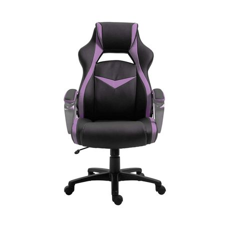 Silla Gamer Office Space Flash base nylon negro con morado