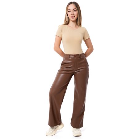 Pantalon Moda Cuerina Mujer Idira Marron 26