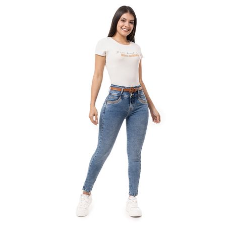 Pantalon Moda Denim Stretch Mujer Dianety Total Bleach Hb 36