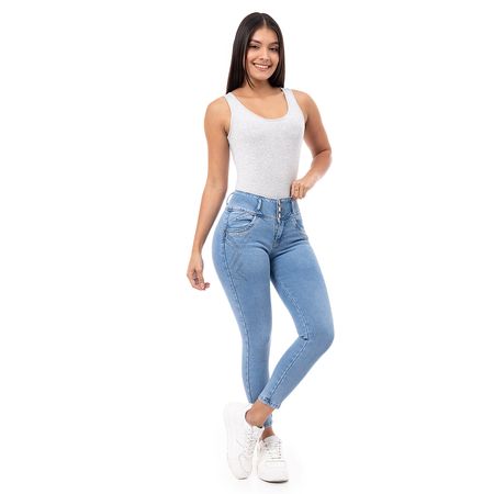 Pantalon Moda Denim Stretch Mujer Geli Total Bleach Hb 26