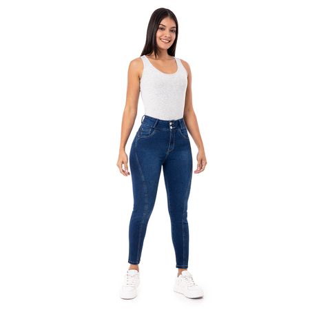 Pantalon Moda Denim Stretch Mujer Halenda Stone Blue Hb 26