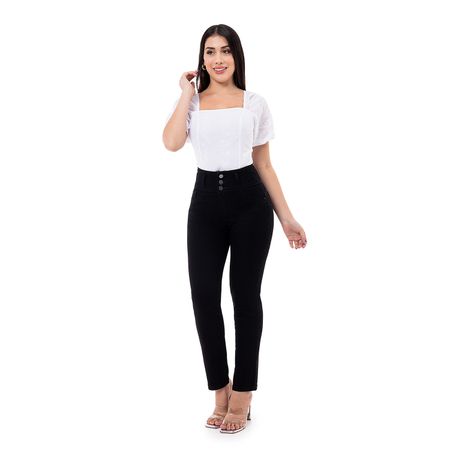 Pantalon Moda Denim Stretch Mujer Khas Negro 28