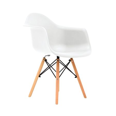 Silla de Diseño Decorativo Eames Polipropileno/Madera Con Brazos Blanco Bonno