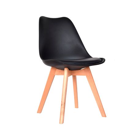 Silla de Diseño Decorativo Ema Polipropileno/Madera Tapiz Negro Bonno